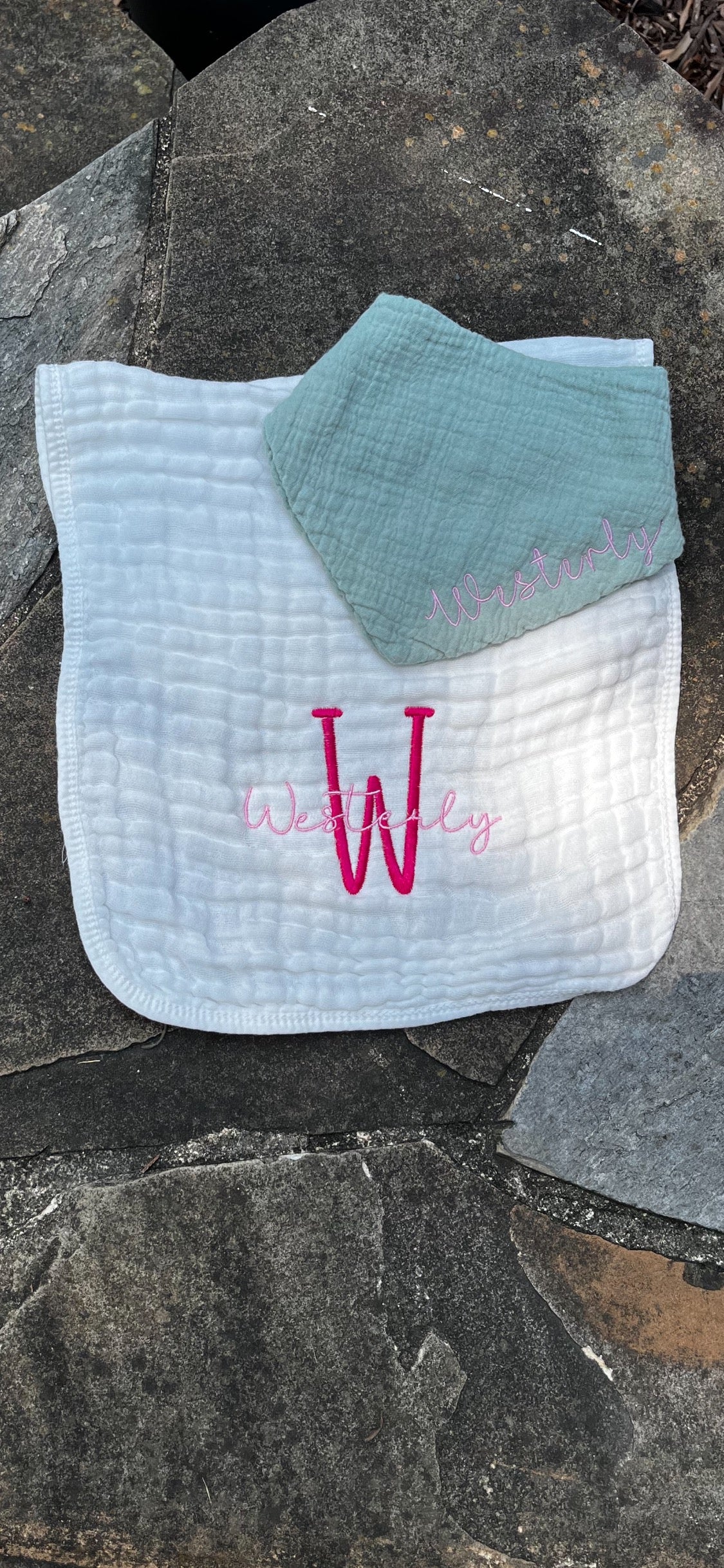 Muslin Bib and Burp Cloth Set